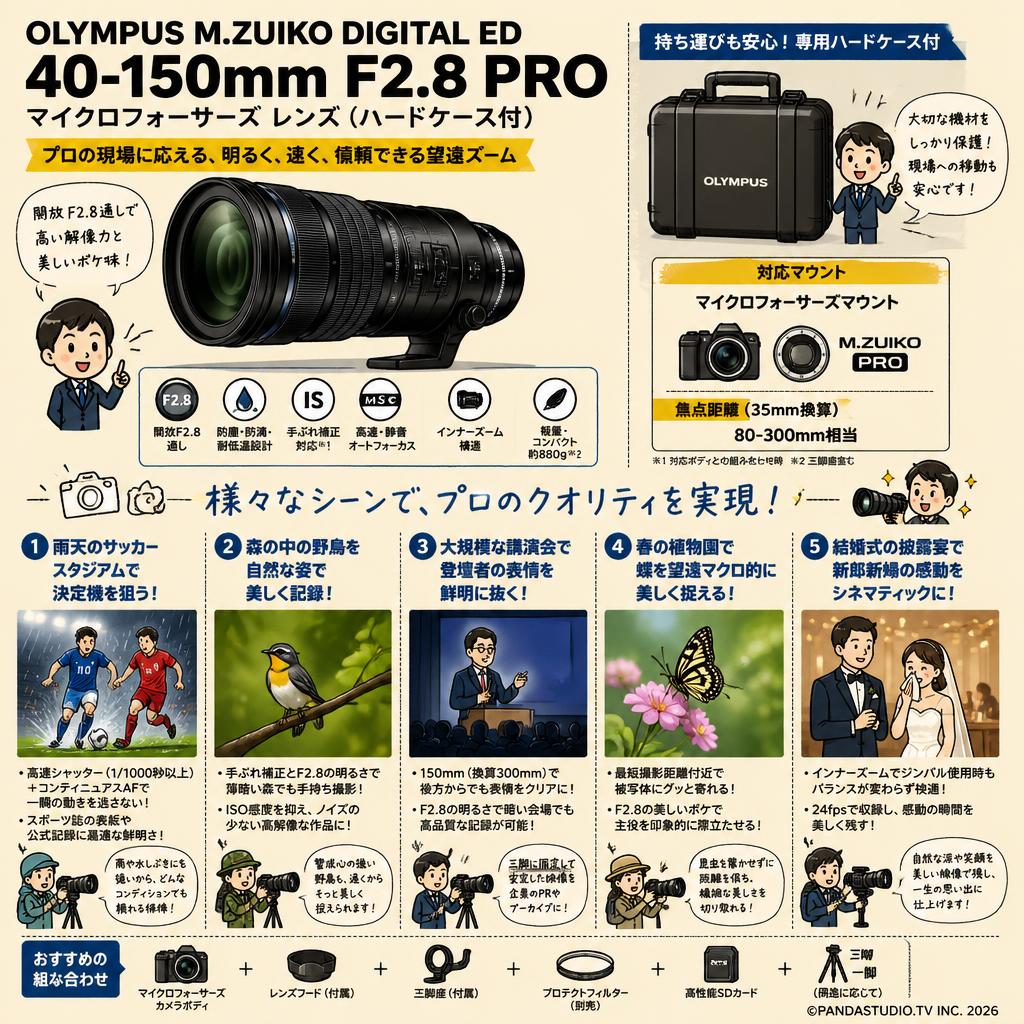 OLYMPUS M.ZUIKO DIGITAL ED 40-150mm F2.8 PRO マイクロフォーサーズ レンズ（ハードケ－ス付） 用途