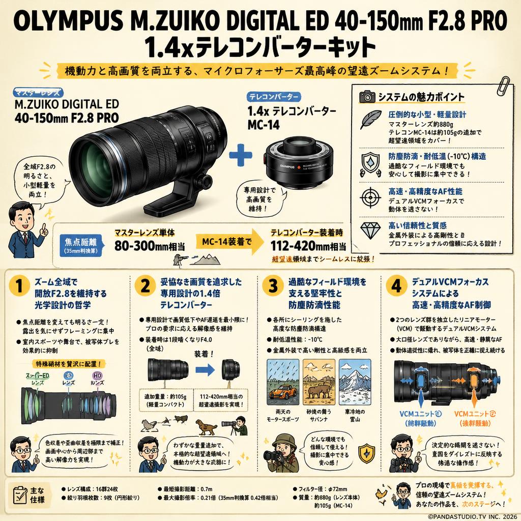 OLYMPUS M.ZUIKO DIGITAL ED 40-150mm F2.8 PRO 1.4xテレコンバーターキット 概要