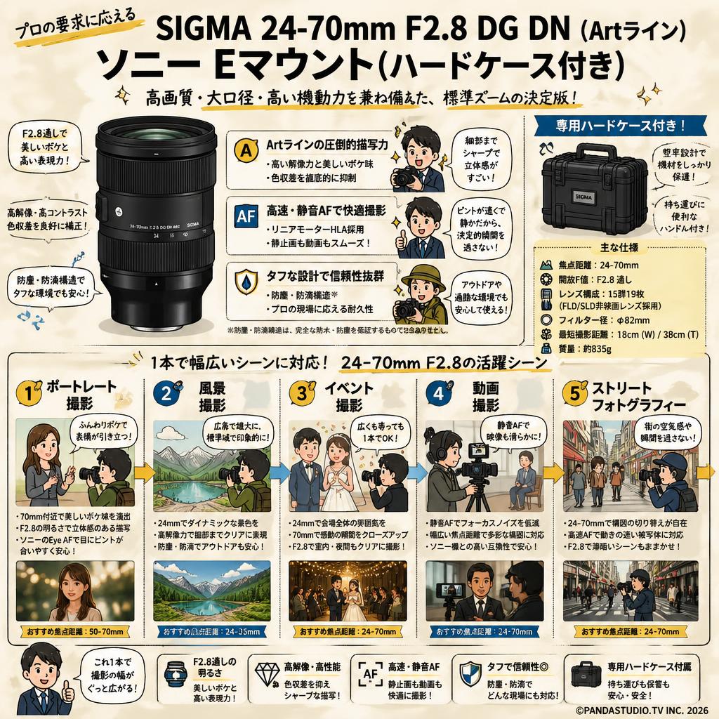 SIGMA 24-70mm F2.8 DG DN (Artライン) ソニーEマウント(ハ－ドケース付き) 用途