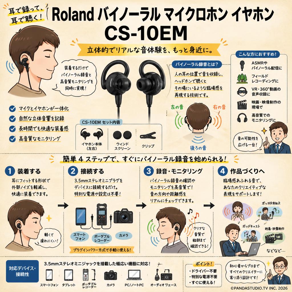 Roland バイノーラル マイクロホン イヤホン CS-10EM 概要