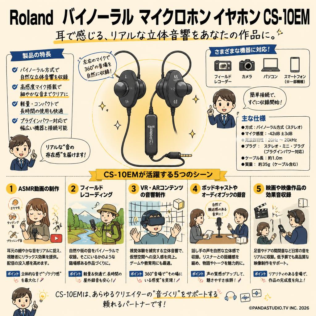 Roland バイノーラル マイクロホン イヤホン CS-10EM 用途