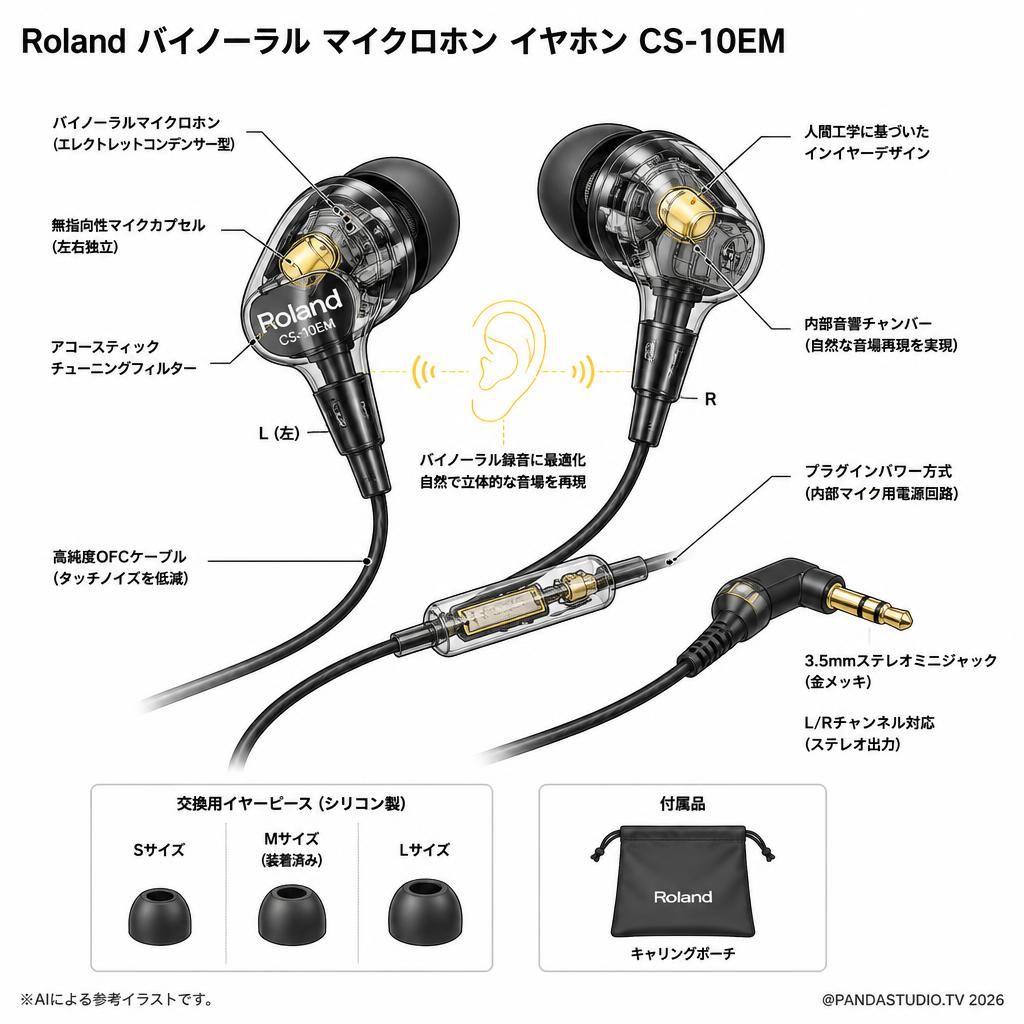 Roland バイノーラル マイクロホン イヤホン CS-10EM スペック