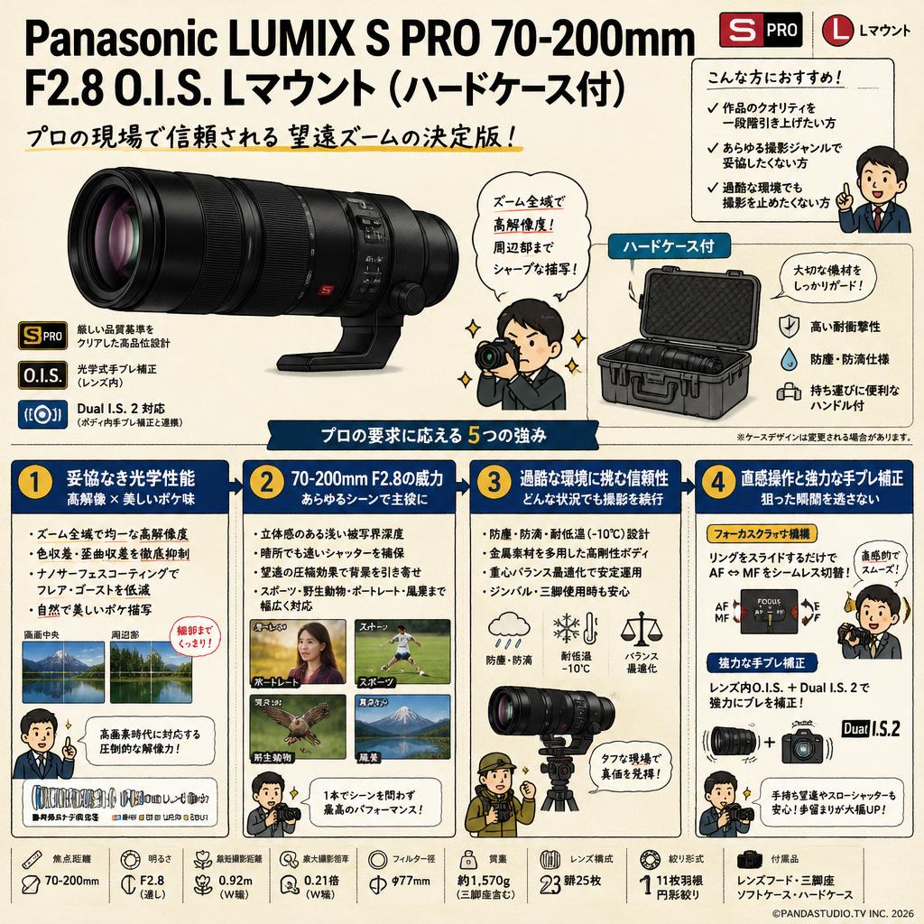 Panasonic LUMIX S PRO 70-200mm F2.8 O.I.S. Lマウント（ハードケ－ス付） 概要
