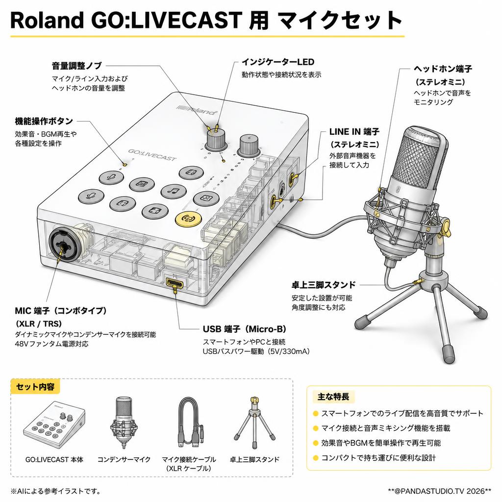 Roland GO:LIVECAST 用 マイクセット スペック