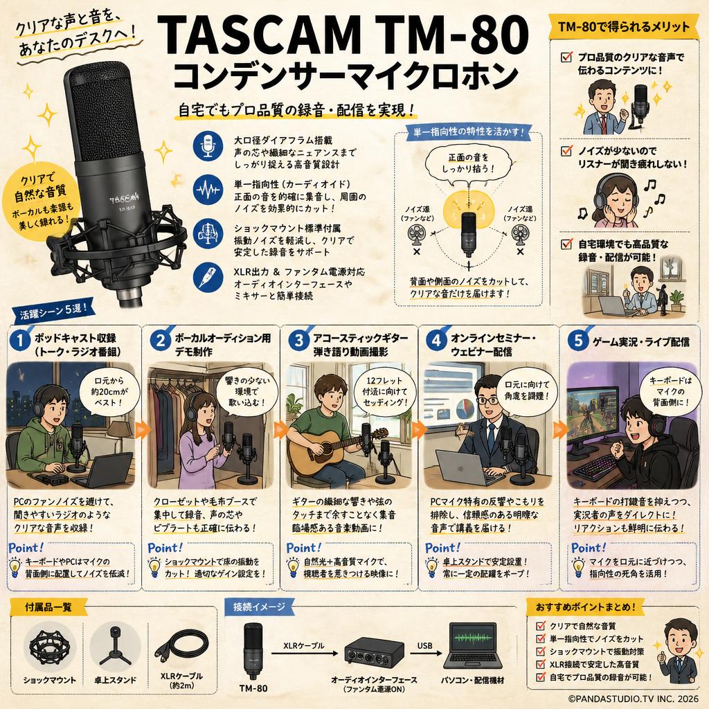 TASCAM TM-80 コンデンサーマイクロホン 用途