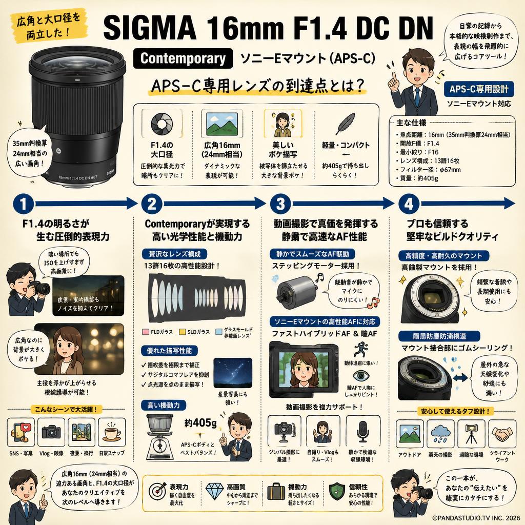 SIGMA 16mm F1.4 DC DN Contemporary ソニーEマウント（APS-C) 概要