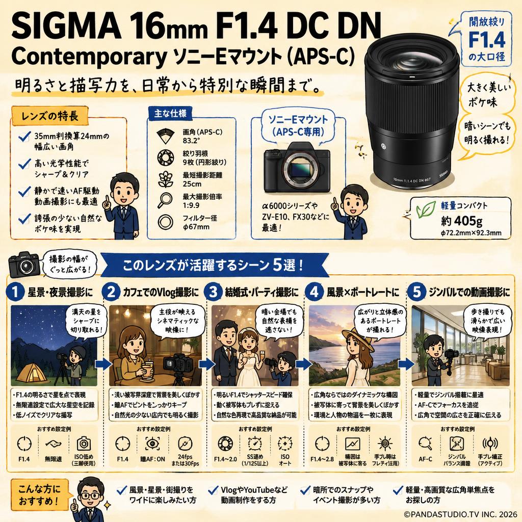 SIGMA 16mm F1.4 DC DN Contemporary ソニーEマウント（APS-C) 用途