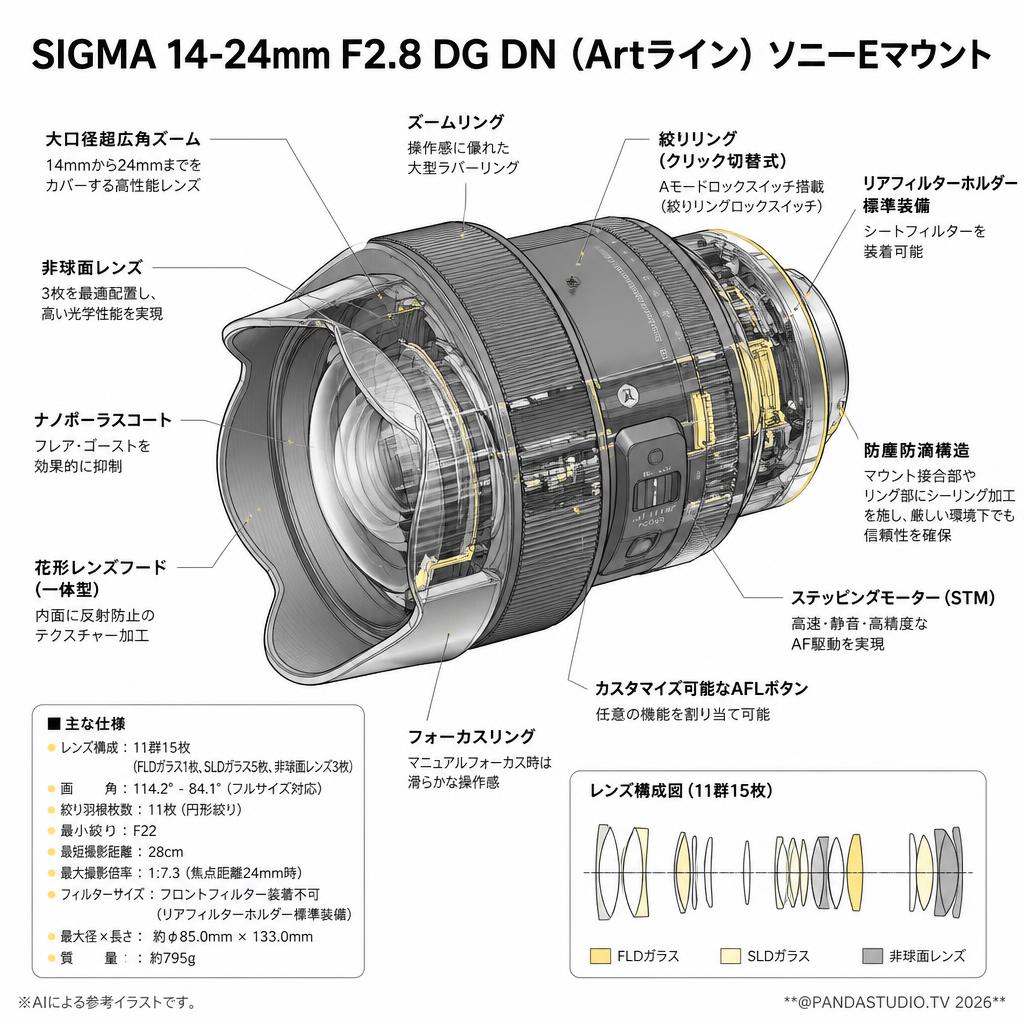SIGMA 14-24mm F2.8 DG DN (Artライン) ソニーEマウント スペック