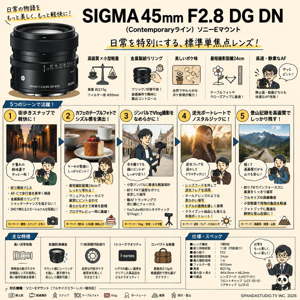 SIGMA 45mm F2.8 DG DN(Contemporaryライン) ソニーEマウント 用途