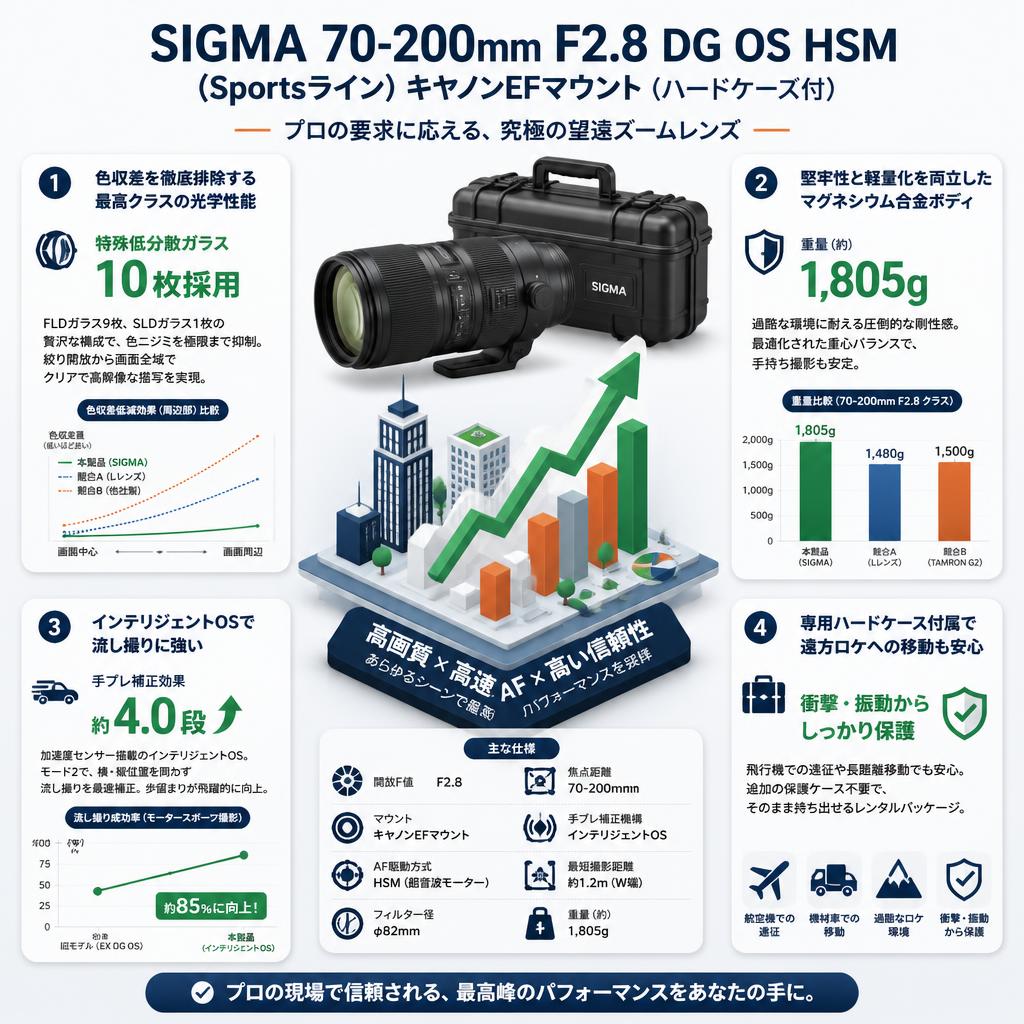 SIGMA 70-200mm F2.8 DG OS HSM (Sportsライン) キャノンEFマウント（ハードケ－ス付） セールスポイント