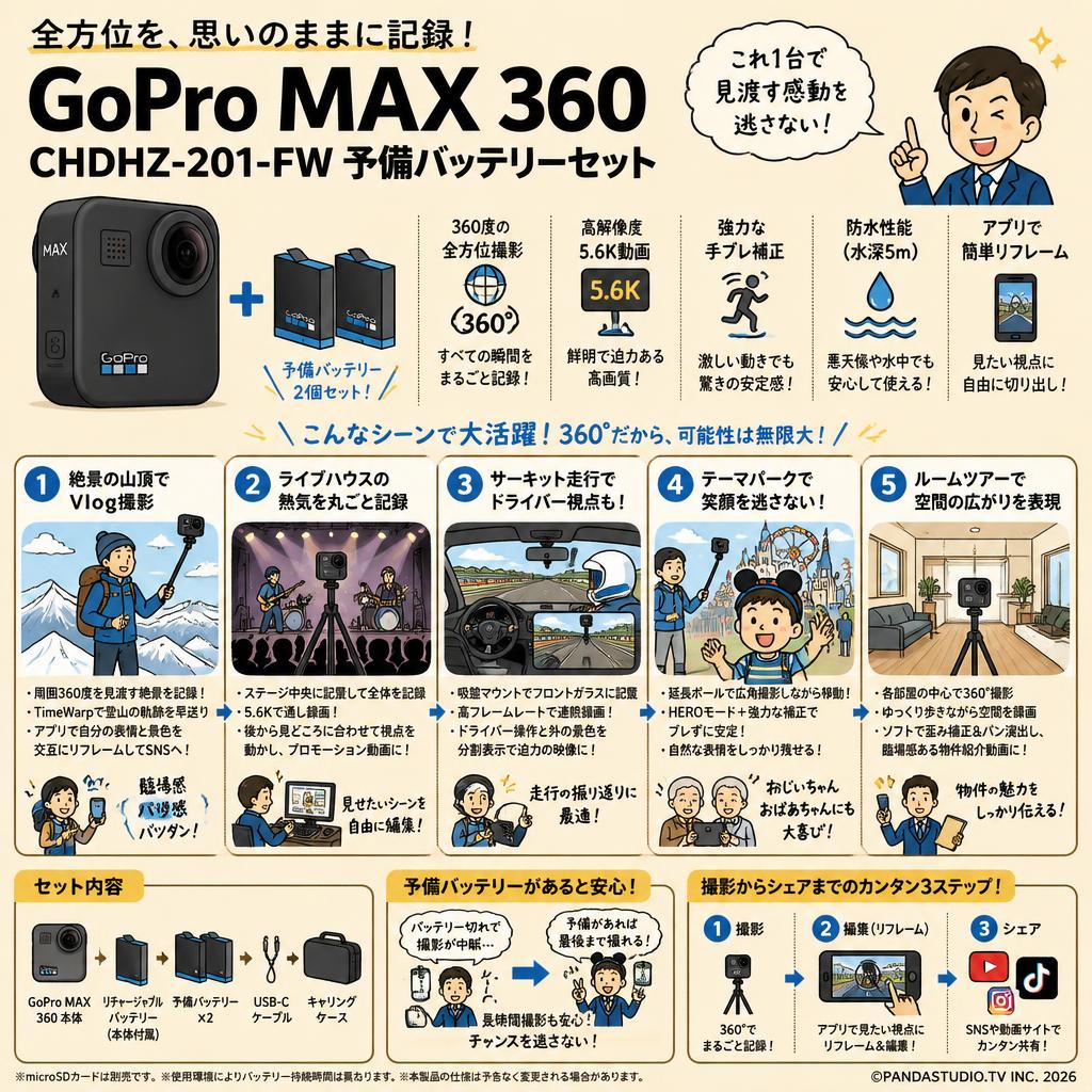 GoPro Max 360  CHDHZ-201-FW 予備バッテリーセット 用途