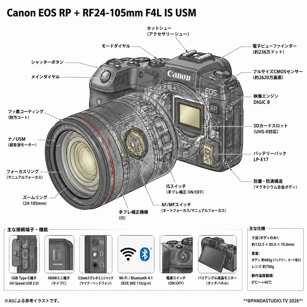 Canon EOS RP + RF24-105mm F4L IS USM スペック