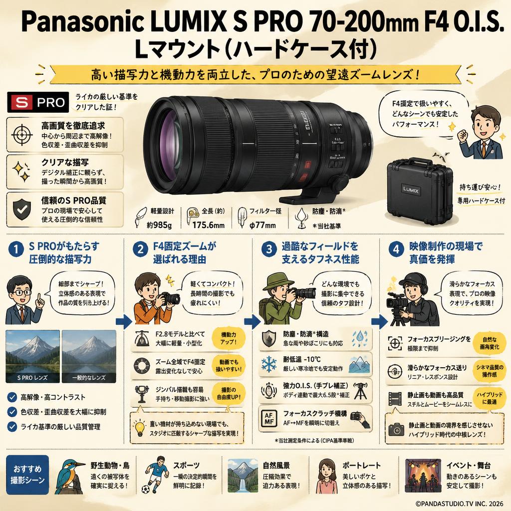 Panasonic LUMIX S PRO 70-200mm F4 O.I.S. Lマウント（ハードケ－ス付） 概要