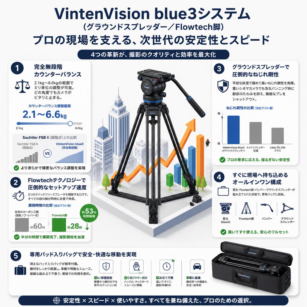 VintenVision blue3システム(グラウンドスプレッダー/Flowtech脚) セールスポイント