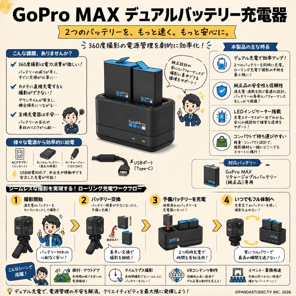 GoPro MAX デュアルバッテリー充電器 概要
