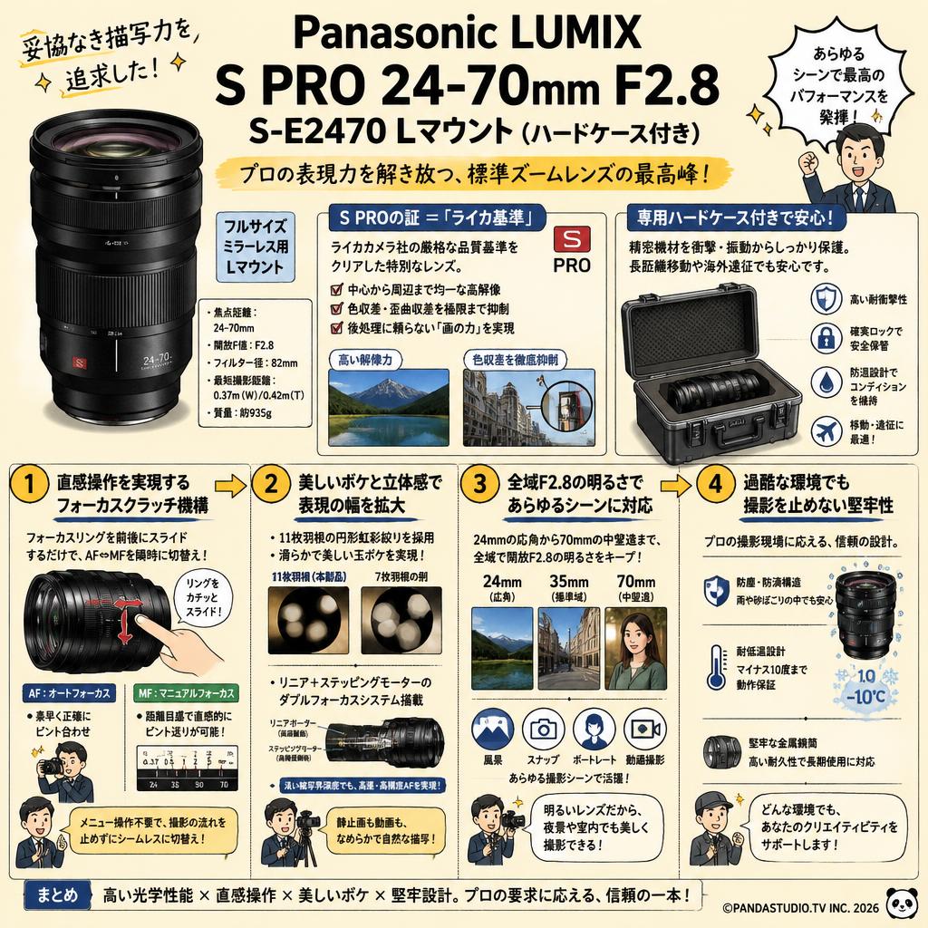 Panasonic LUMIX S PRO 24-70 mm F2.8 S-E2470 Lマウント (ハードケース付き) 概要