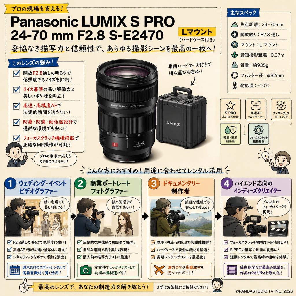 Panasonic LUMIX S PRO 24-70 mm F2.8 S-E2470 Lマウント (ハードケース付き) おもな対象のお客様