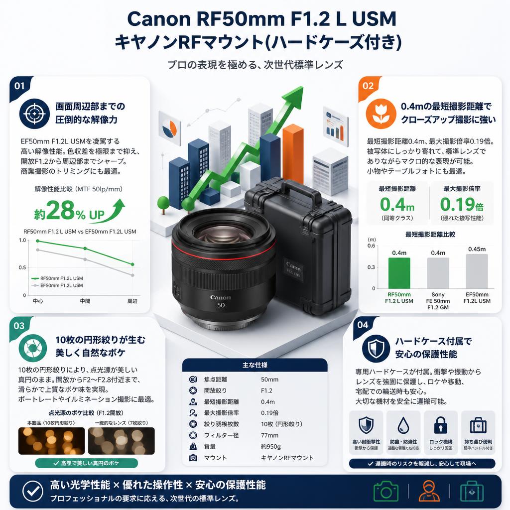 Canon RF50mm F1.2 L USM キヤノンRFマウント(ハードケース付き) セールスポイント