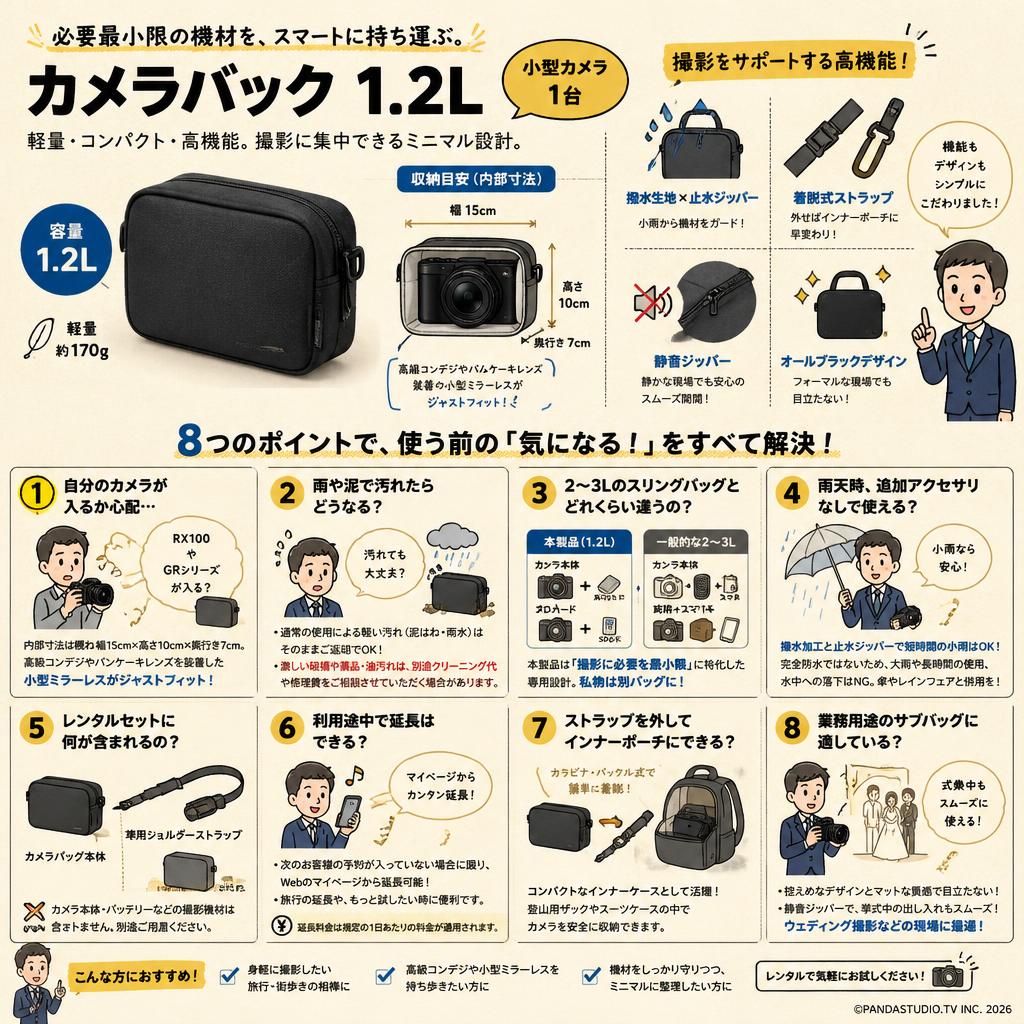 カメラバック 1.2L (小型カメラ1台） FAQ（よくある質問と答え）