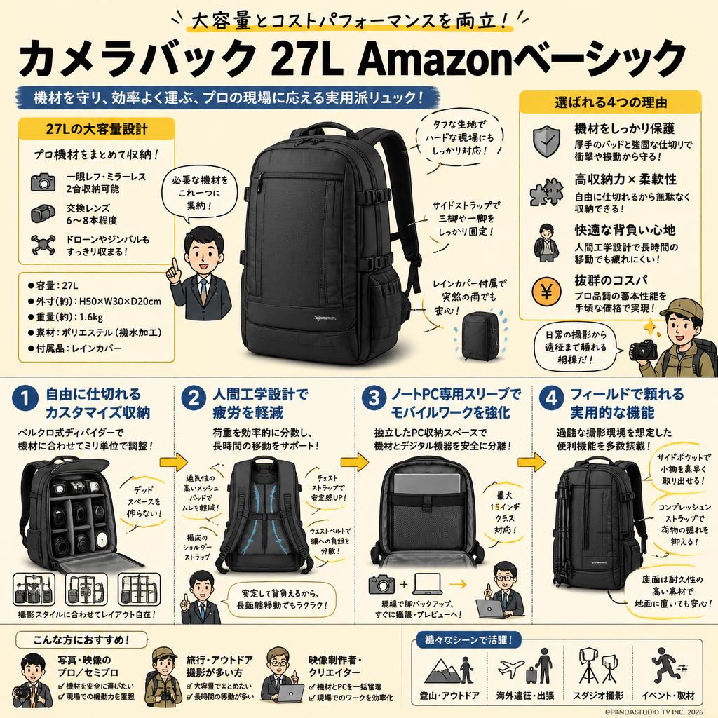 カメラバック 27L Amazonベーシック 概要