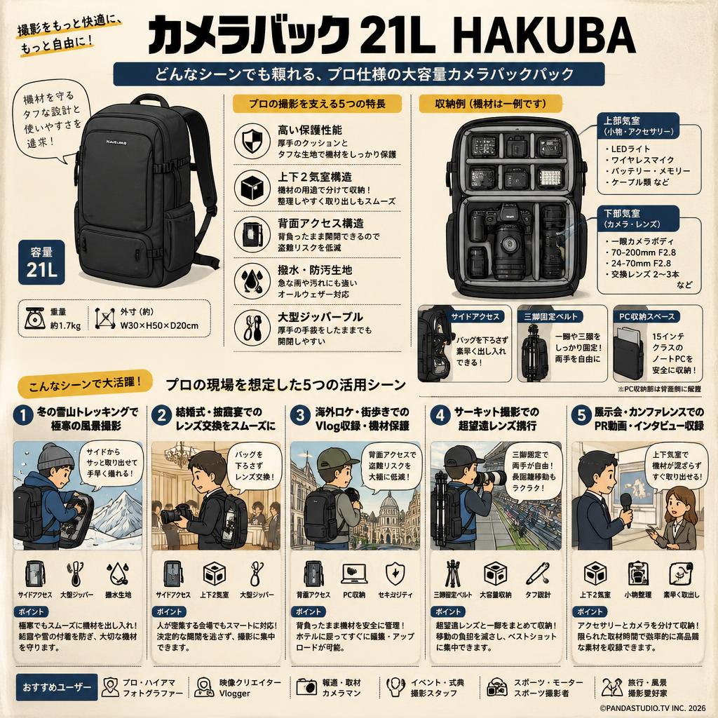 カメラバック 21L HAKUBA 用途