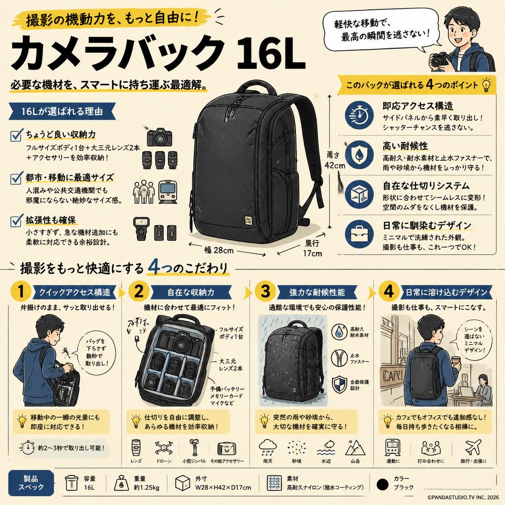 カメラバック 16L 概要