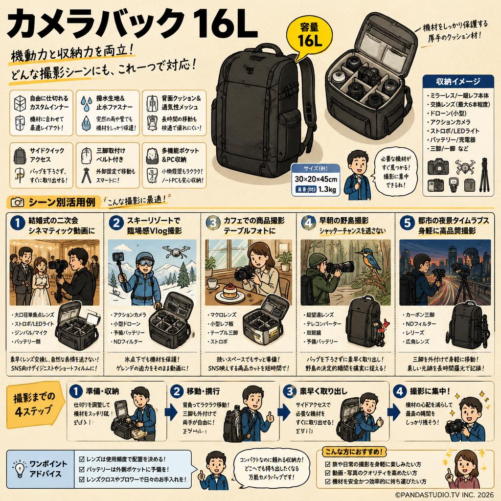 カメラバック 16L 用途