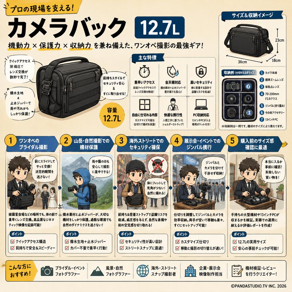 カメラバック 12.7L 用途