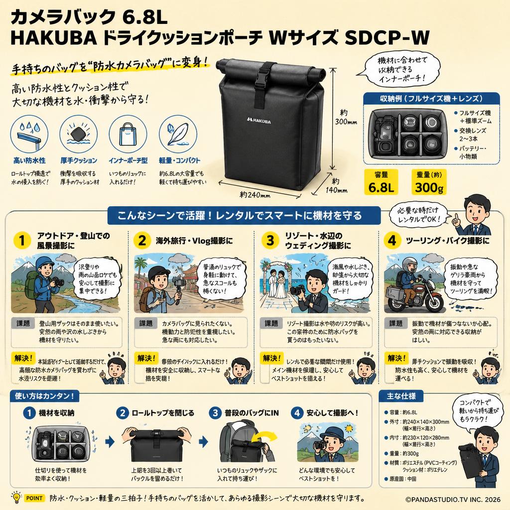 カメラバック 6.8L HAKUBA ドライクッションポーチ Wサイズ SDCP-W おもな対象のお客様