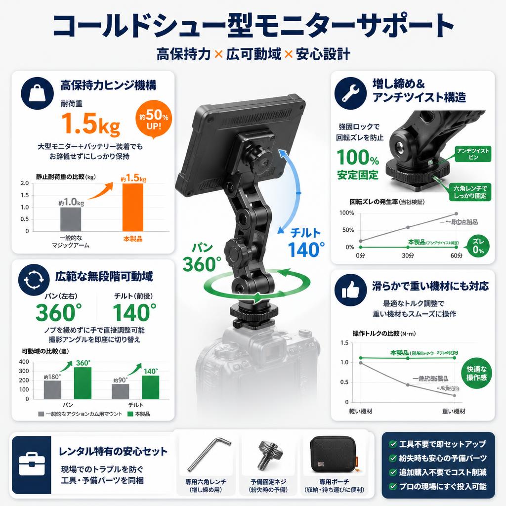 コールドシュー型モニターサポート セールスポイント