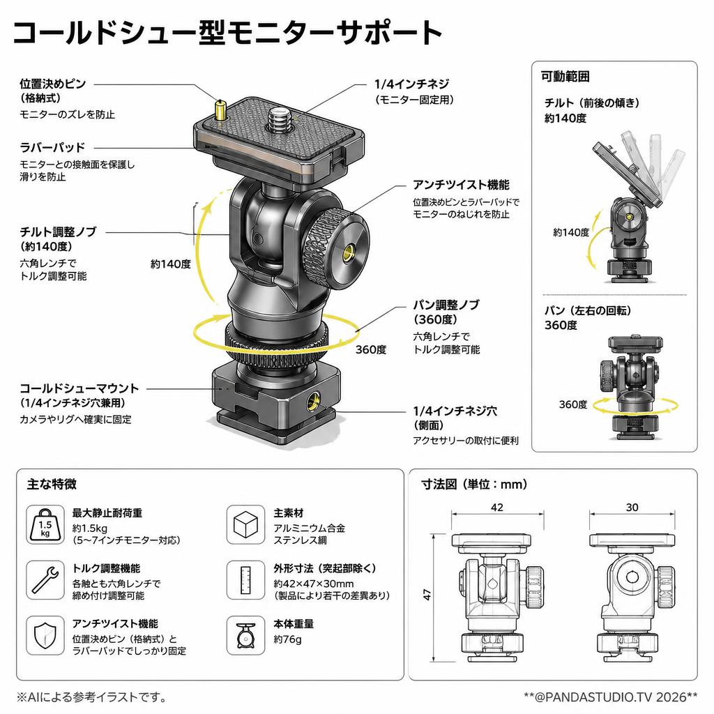 コールドシュー型モニターサポート スペック