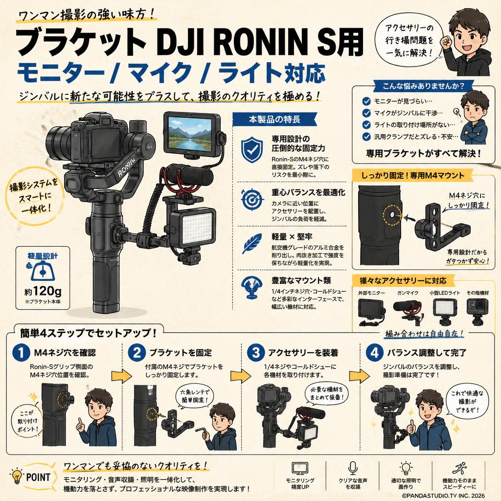 ブラケット DJI RONIN S用 モニター/マイク/ライト対応 概要
