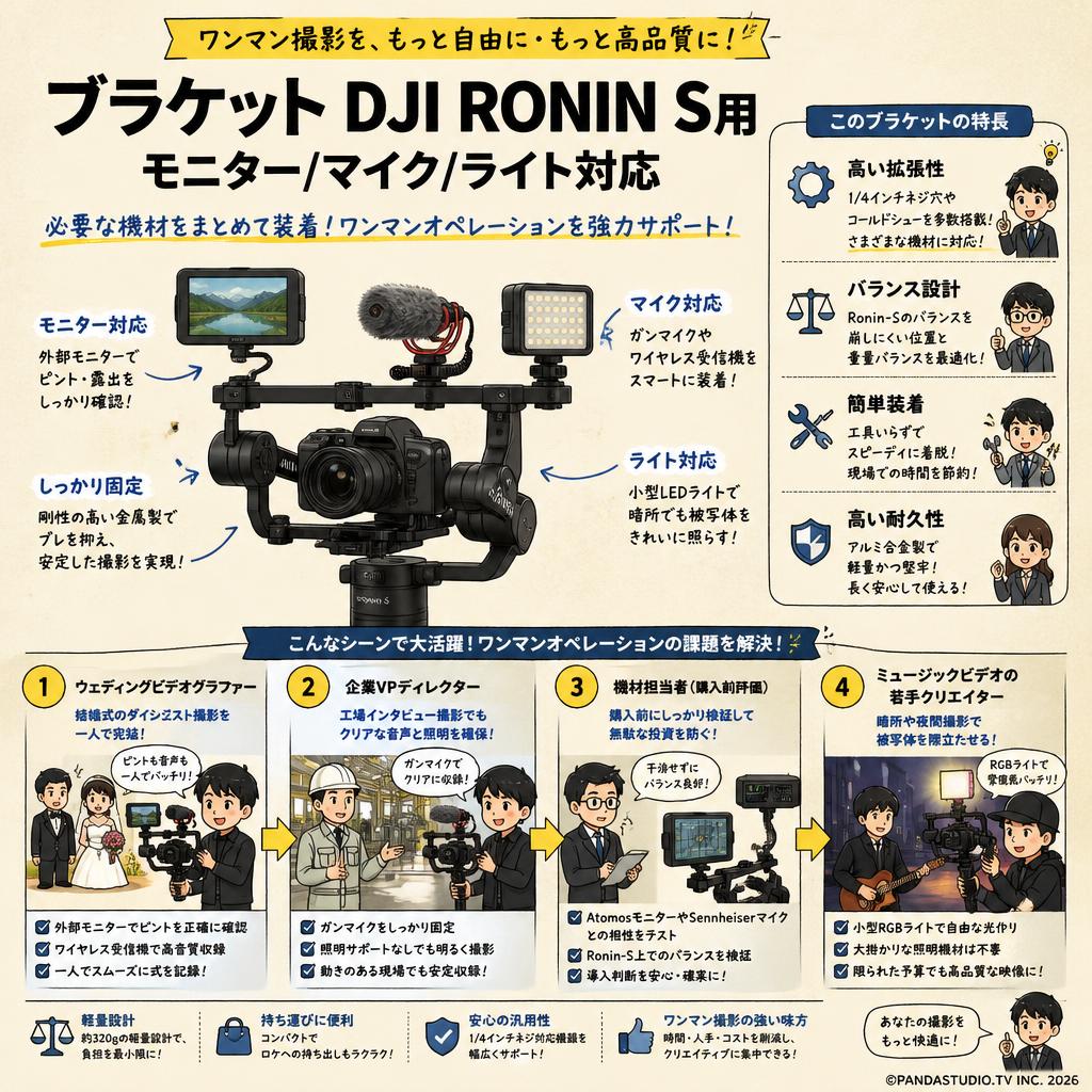 ブラケット DJI RONIN S用 モニター/マイク/ライト対応 おもな対象のお客様