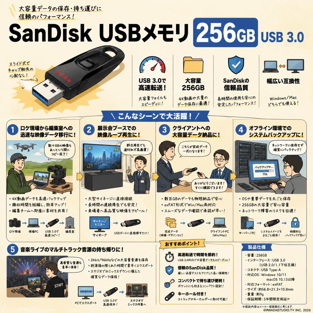 SanDisk USBメモリ 256GB USB 3.0 用途