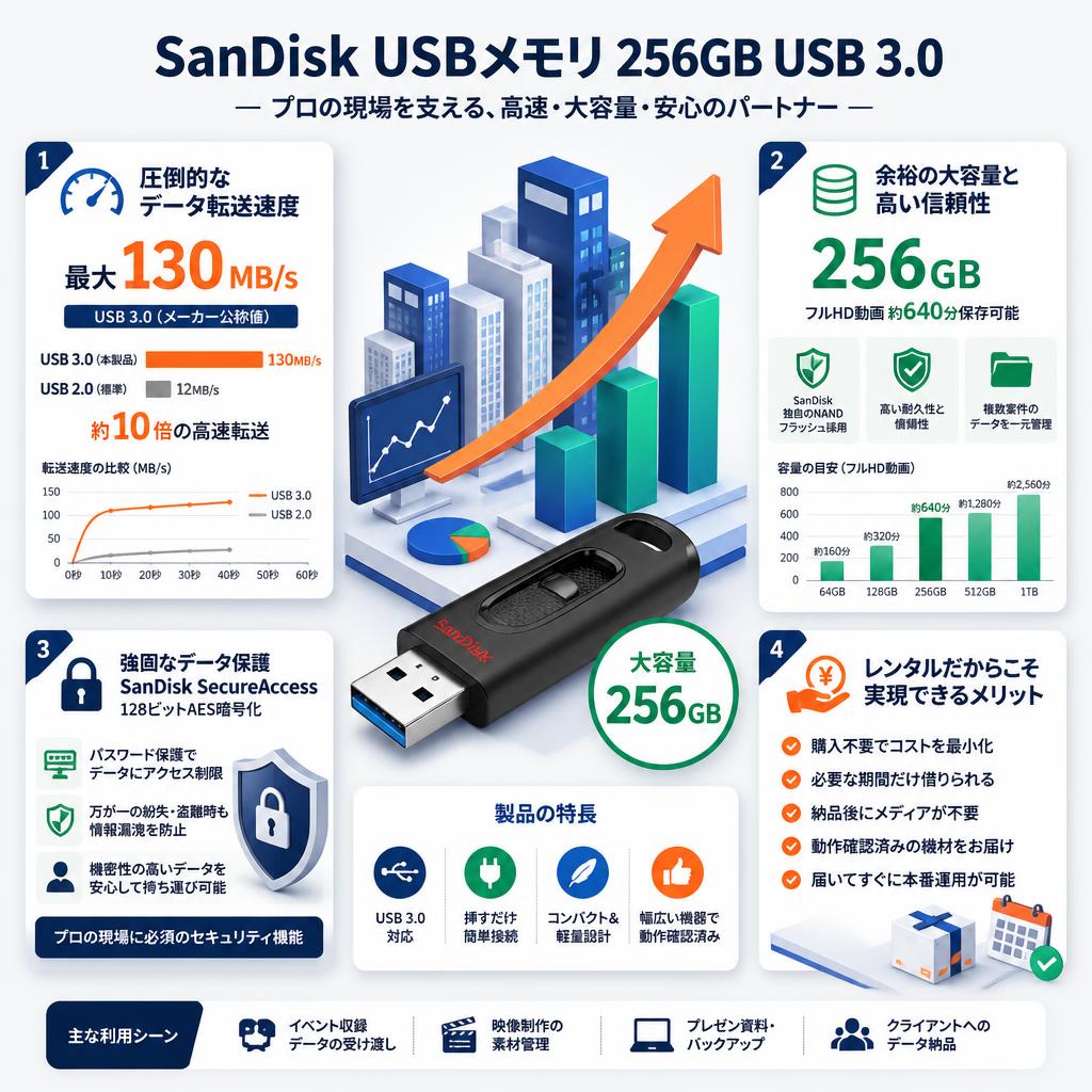 SanDisk USBメモリ 256GB USB 3.0 セールスポイント