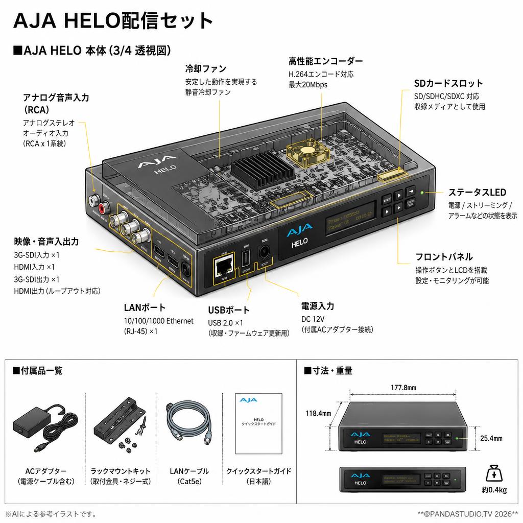 AJA HELO配信セット スペック