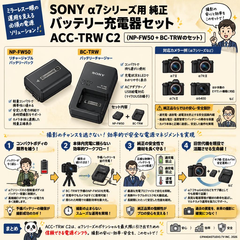 SONY α7シリーズ用 純正 バッテリー充電器セット ACC-TRW C2 (NP-FW50 + BC-TRWのセット) 概要