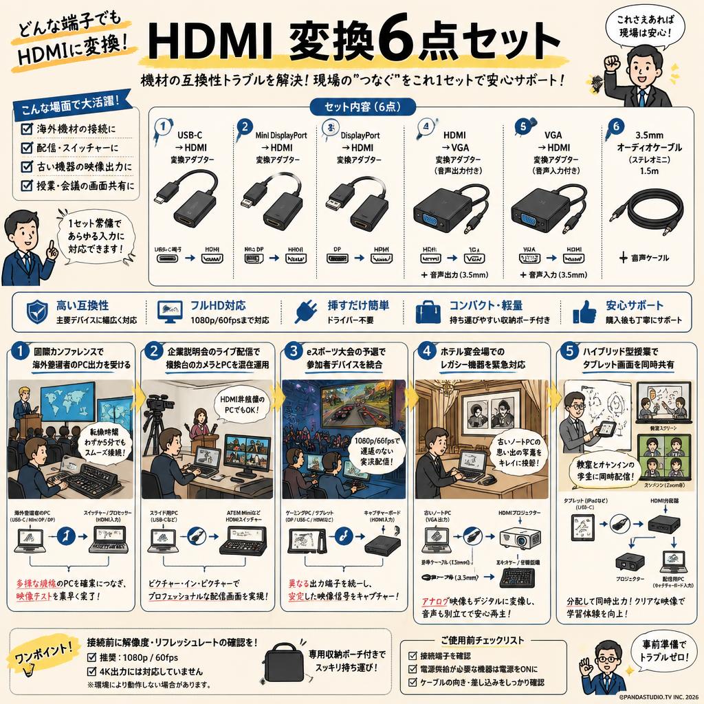HDMI 変換6点セット 用途