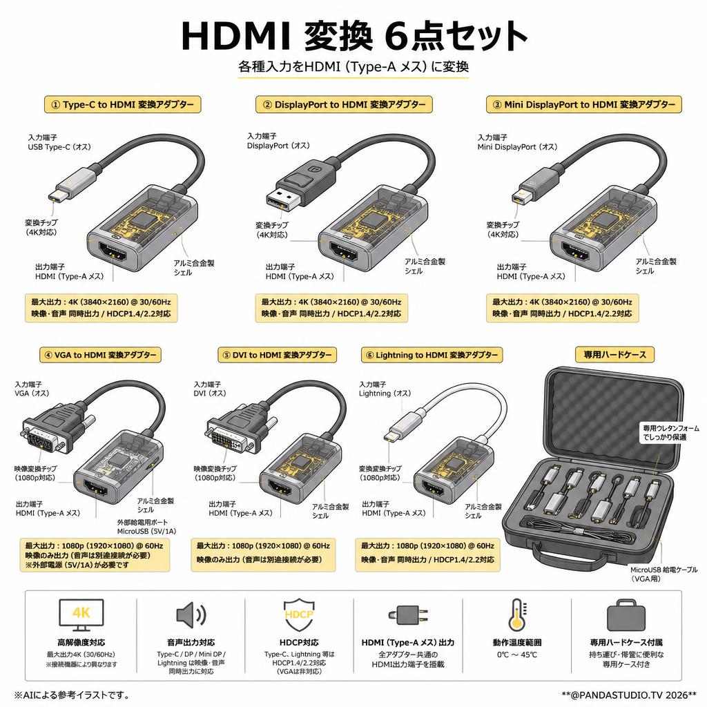 HDMI 変換6点セット スペック