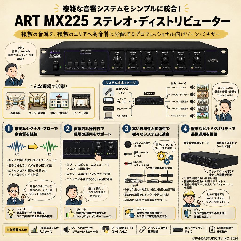 ART  MX225 ステレオ・ディストリビューター 概要