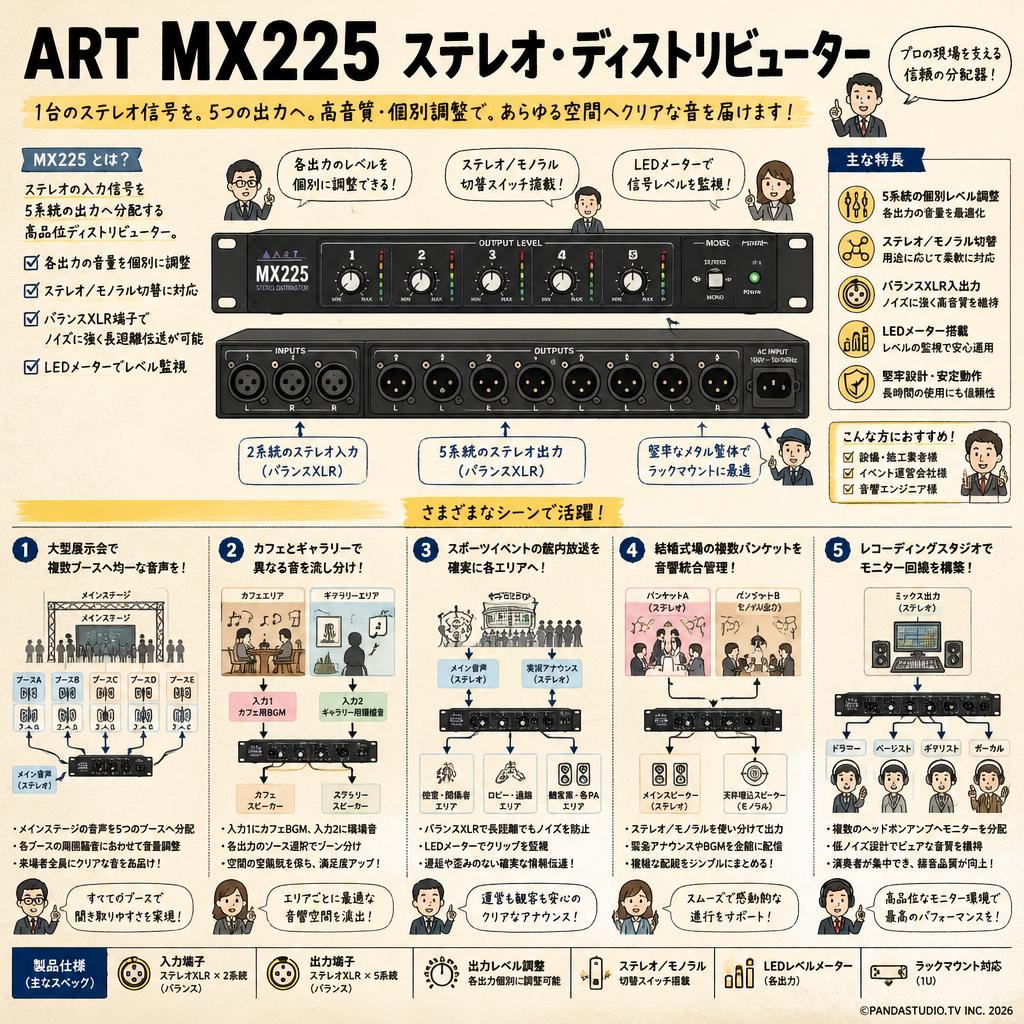 ART  MX225 ステレオ・ディストリビューター 用途
