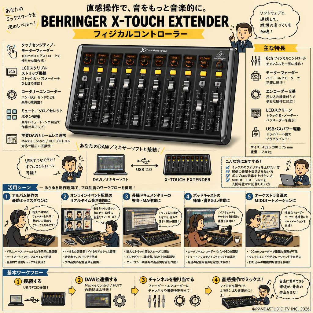 BEHRINGER  X-TOUCH EXTENDER フィジカルコントローラー 用途