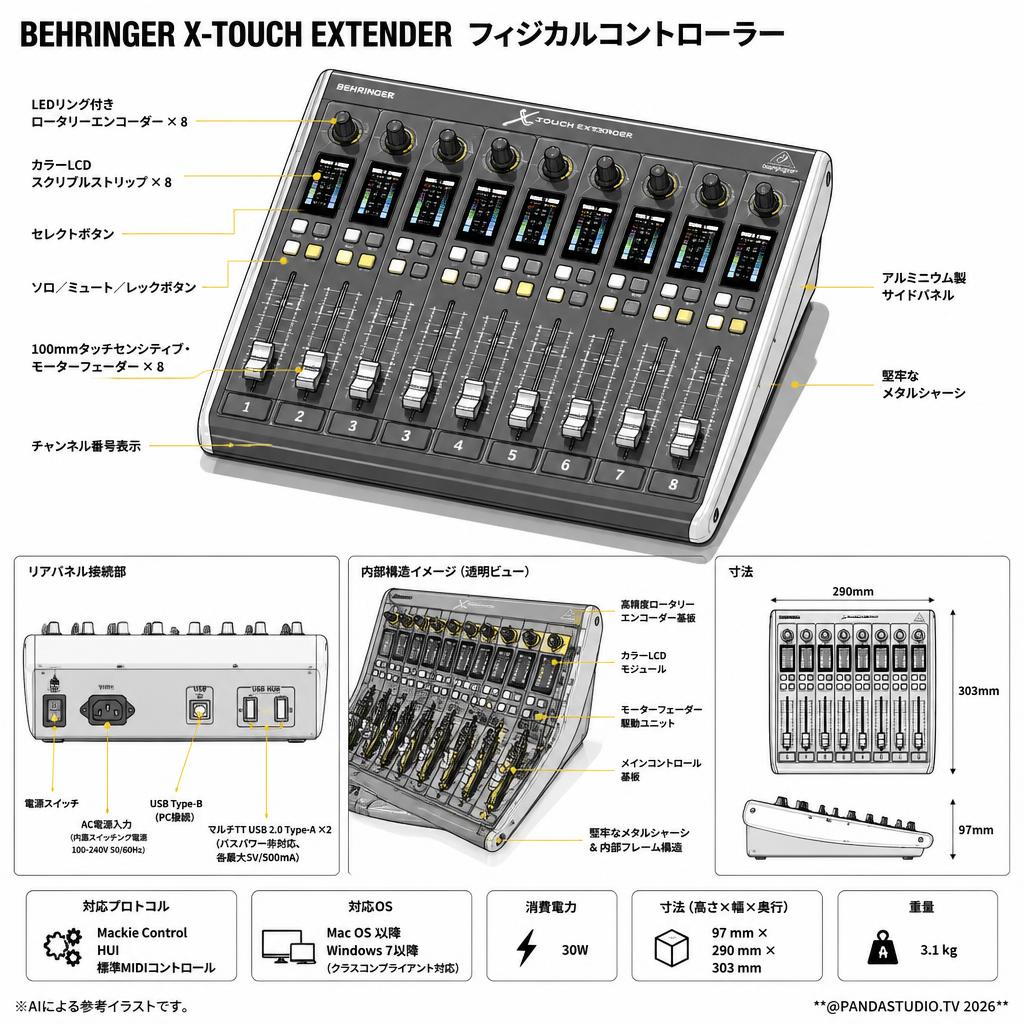 BEHRINGER  X-TOUCH EXTENDER フィジカルコントローラー スペック