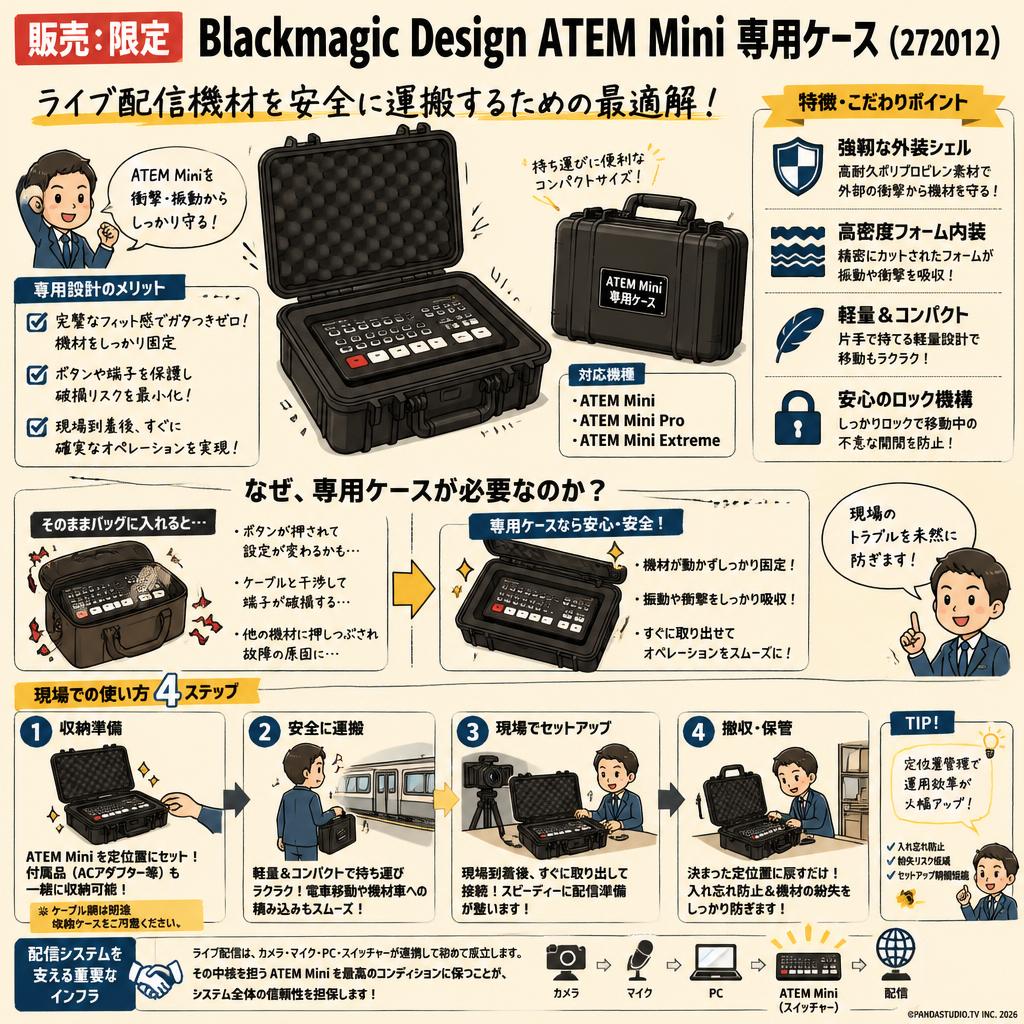 【販売：限定】Blackmagic Design ATEM Mini 専用ケース（272012） 概要