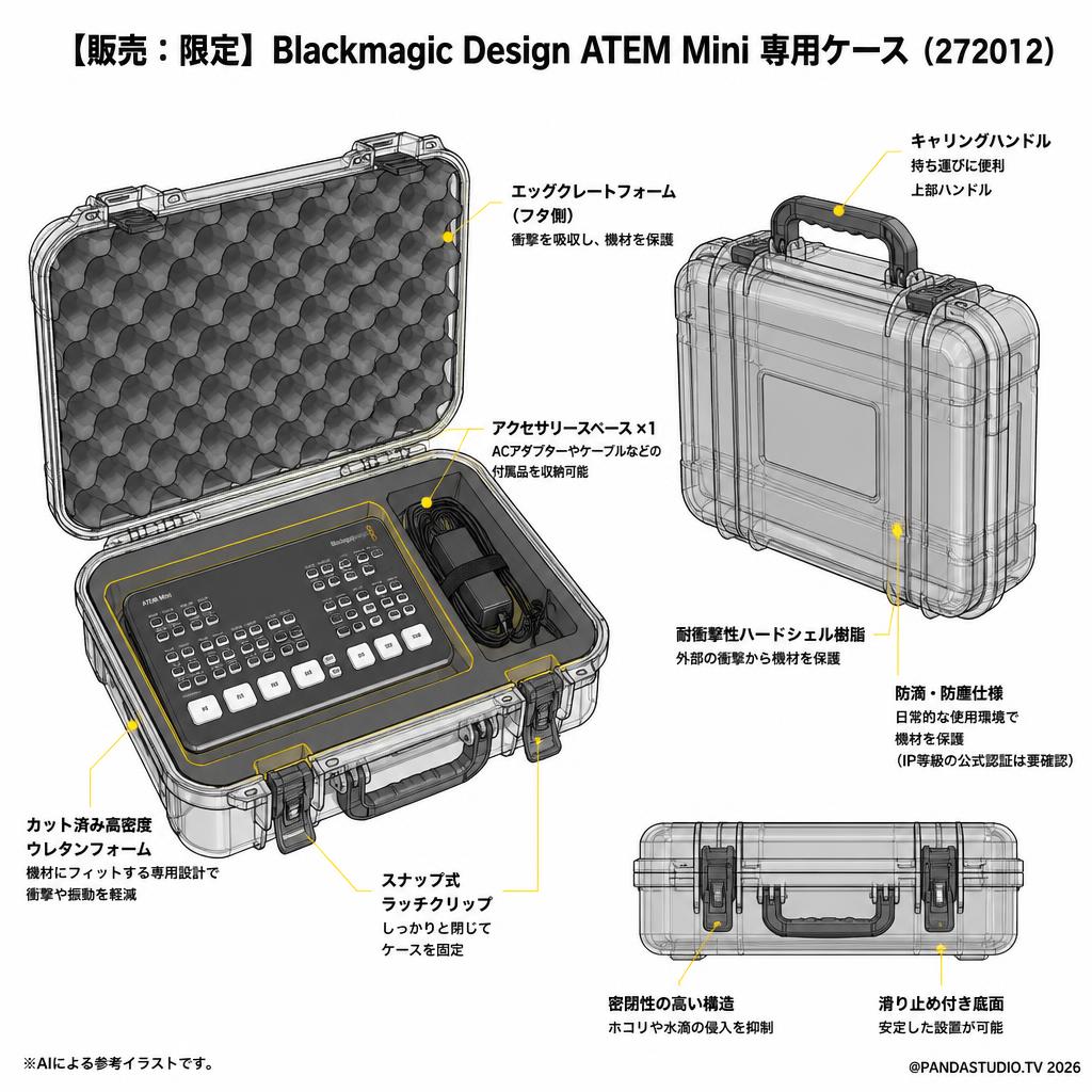 【販売：限定】Blackmagic Design ATEM Mini 専用ケース（272012） スペック