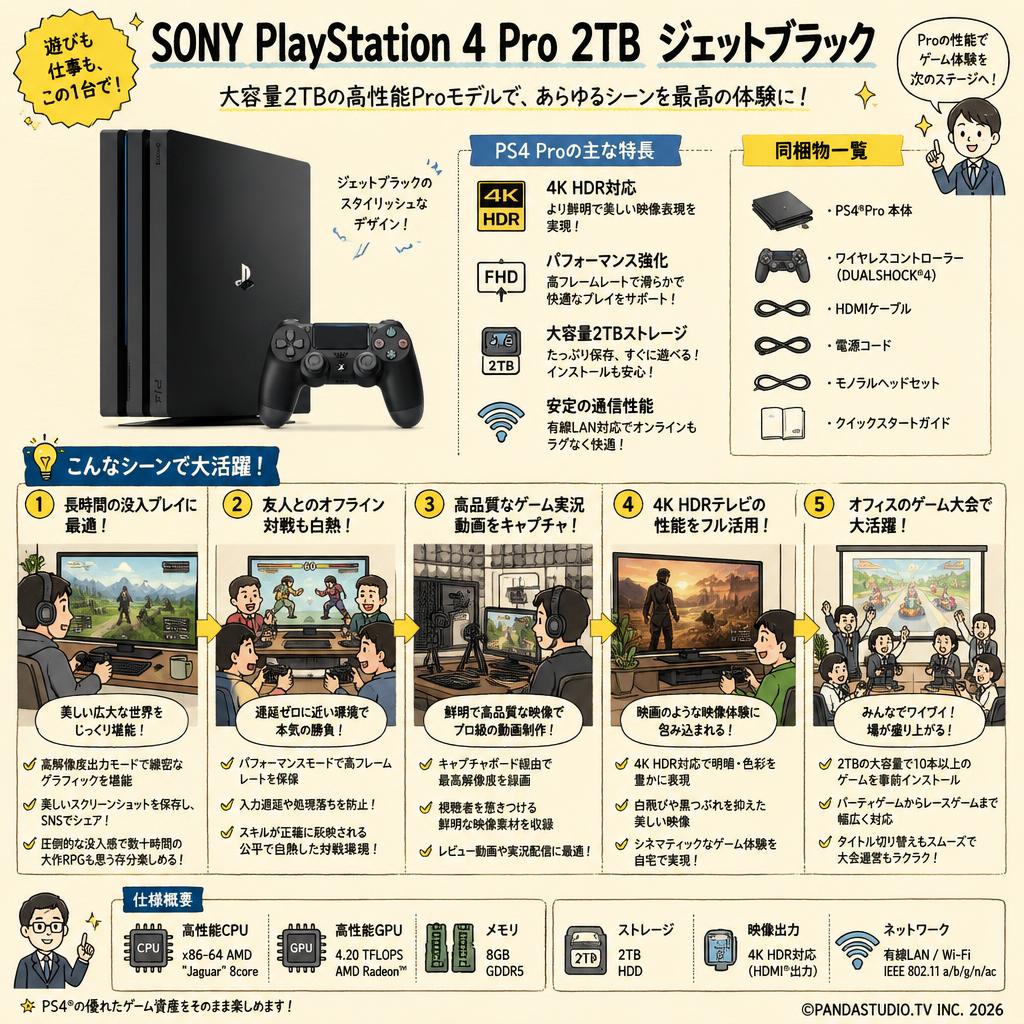 SONY PlayStation 4 Pro  2TB ジェットブラック 用途