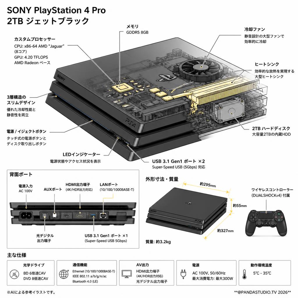SONY PlayStation 4 Pro  2TB ジェットブラック スペック