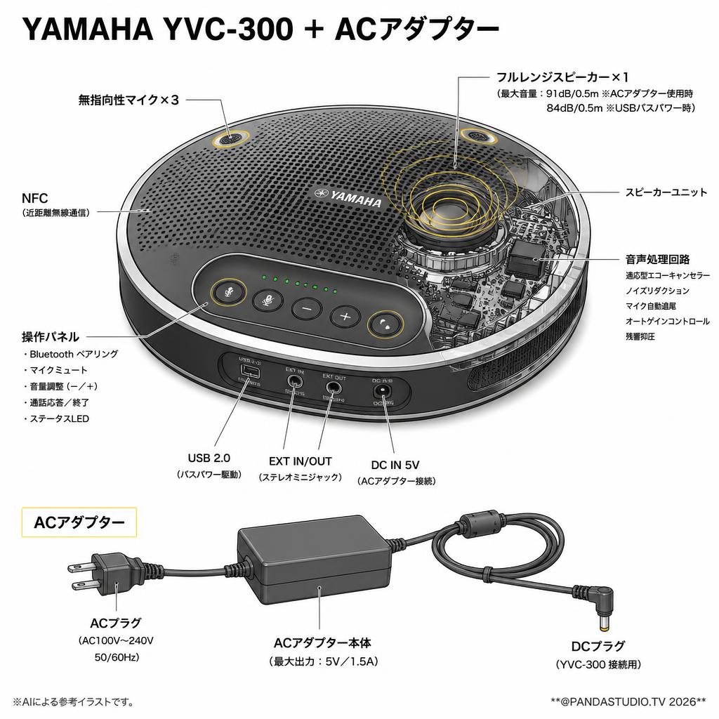 YAMAHA YVC-300 ＋ ACアダプター スペック