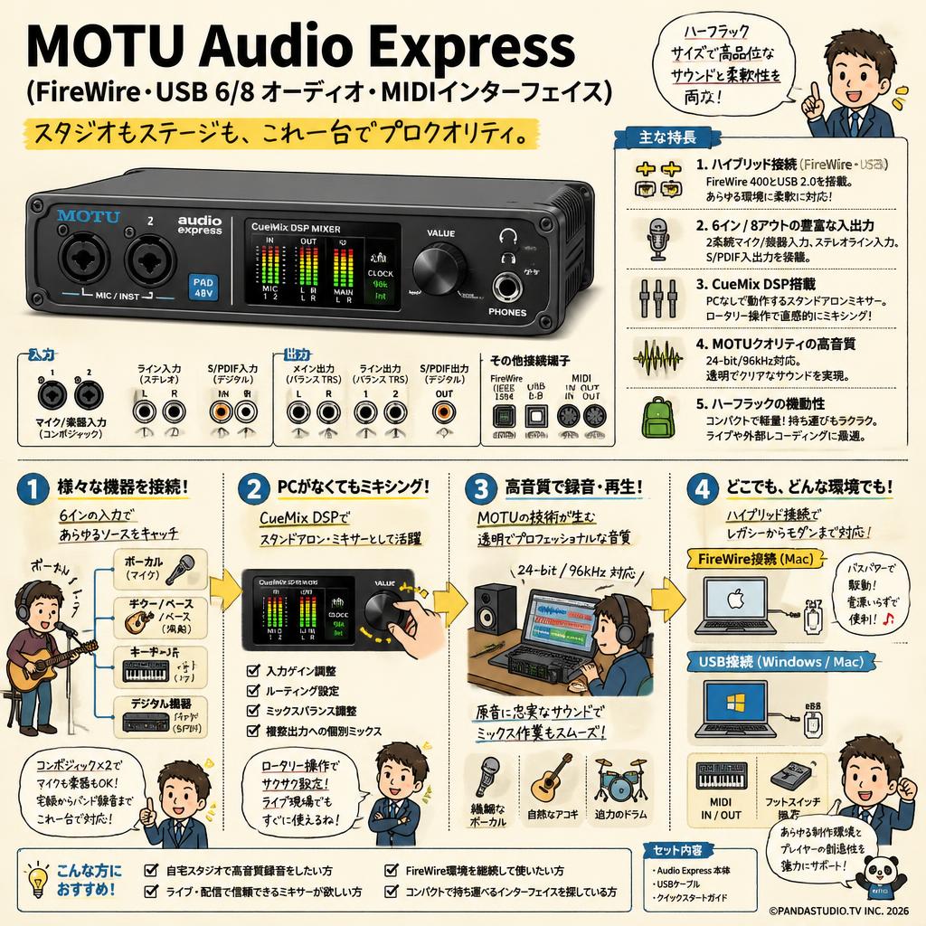 MOTU Audio Express （FireWire・USB 6/8 オーディオ・MIDIインターフェイス） 概要