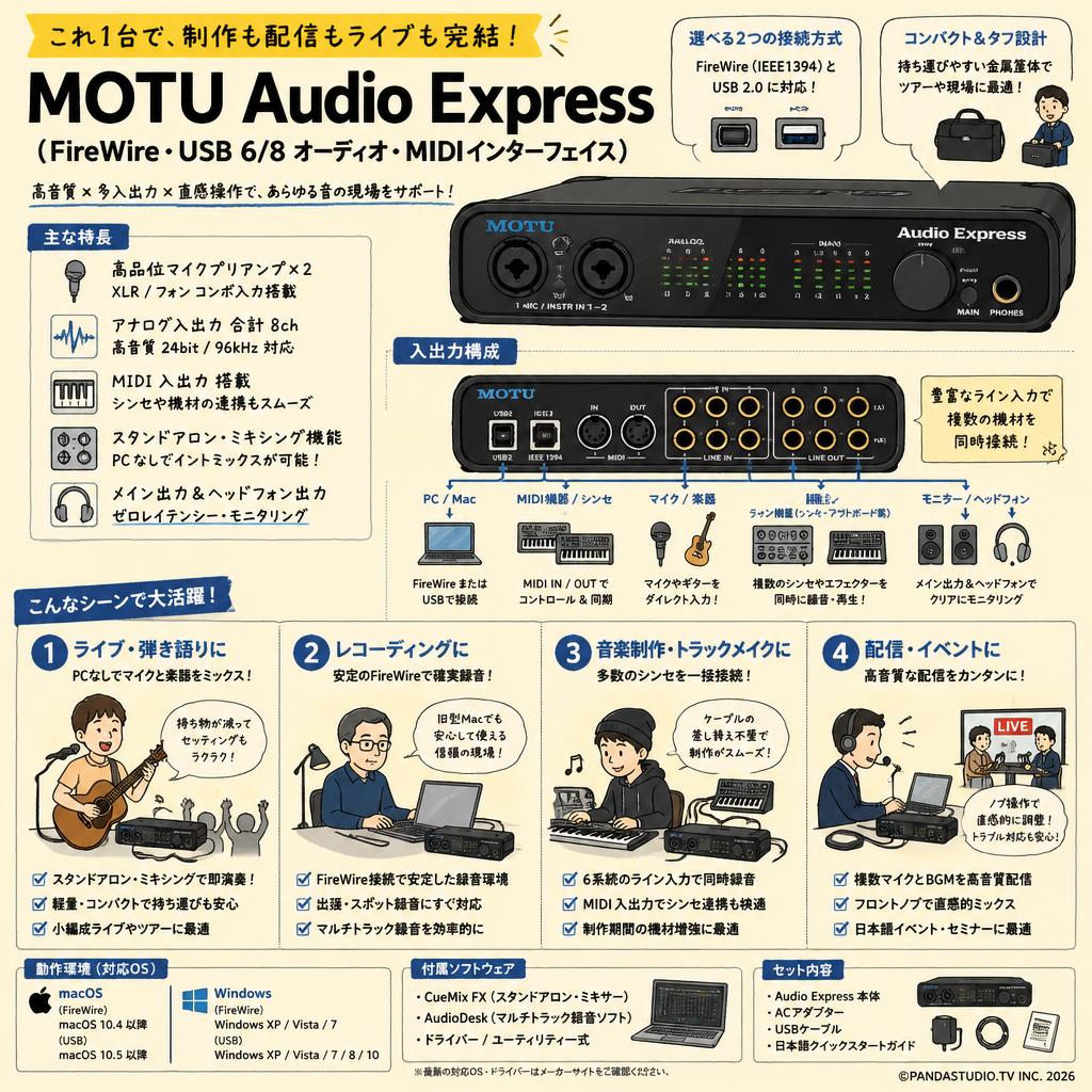 MOTU Audio Express （FireWire・USB 6/8 オーディオ・MIDIインターフェイス） おもな対象のお客様